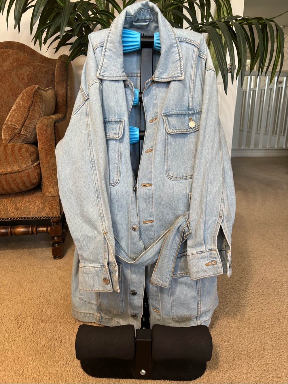 Zara Light Blue Denim Trench Coat